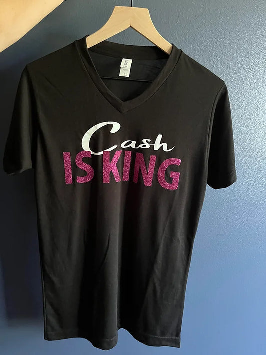 Cash is King T-shirt Dark Pink Glitter